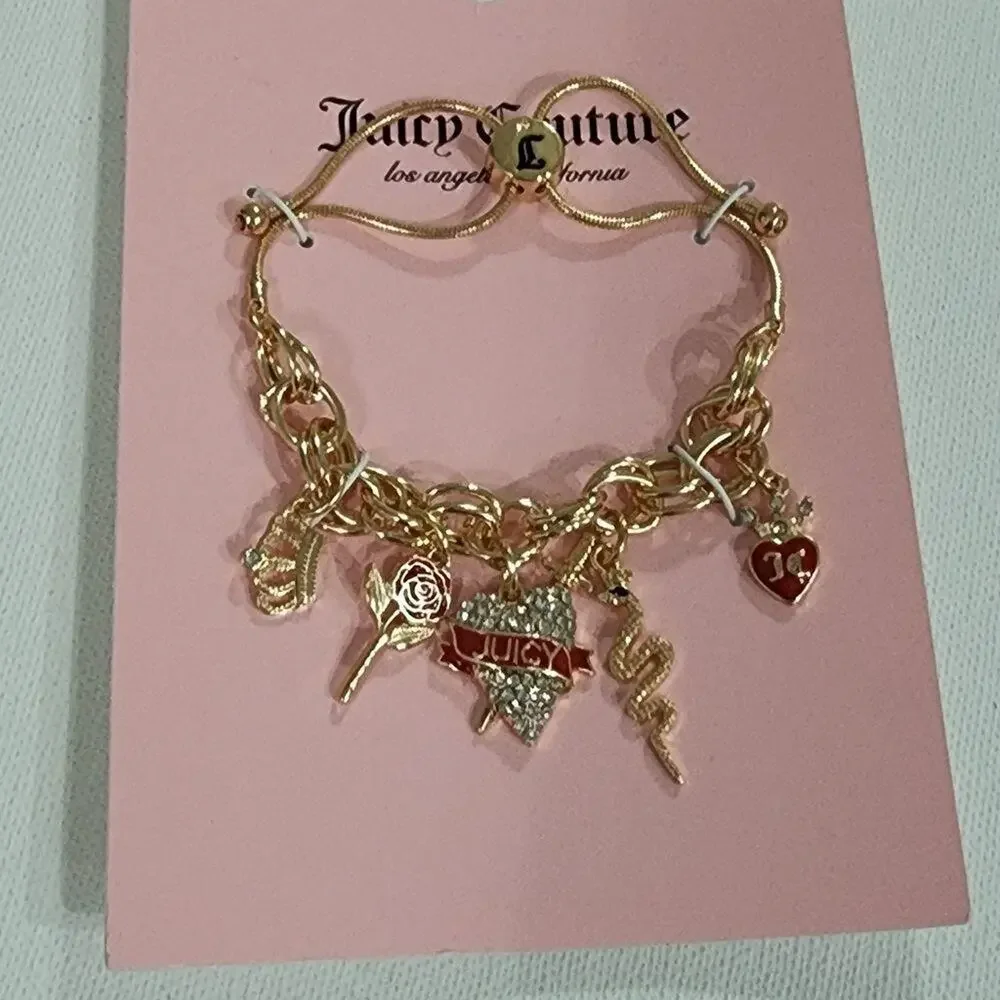Juicy Couture charm roses‎ snake heart bracelet new!!